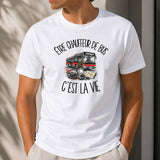 T-shirt Homme Blanc Être chauffeur de bus c'est la vie
