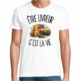 T-shirt Homme Blanc Être livreur c'est la vie