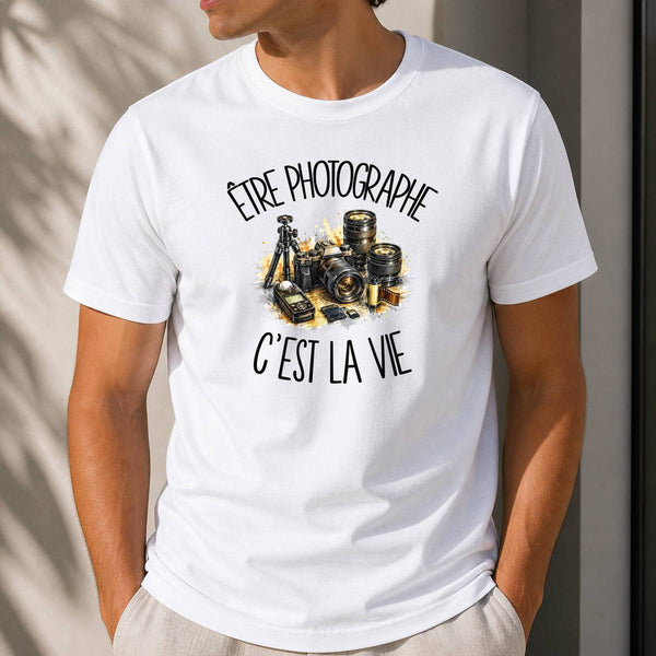 T-shirt Homme Blanc Être photographe c'est la vie