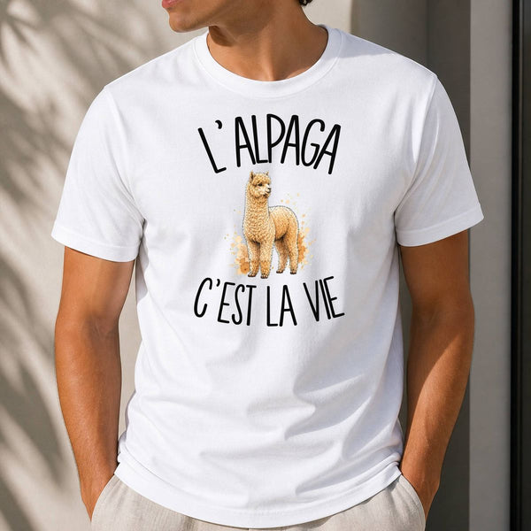 T-shirt Homme Blanc L'alpaga c'est la vie