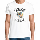 T-shirt Homme Blanc L'aquarelle c'est la vie