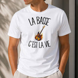 T-shirt Homme Blanc La basse c'est la vie