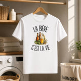 T-shirt Homme Blanc La bière c'est la vie