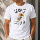 T-shirt Homme Blanc La chasse c'est la vie
