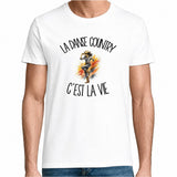 T-shirt Homme Blanc La danse country c'est la vie