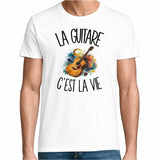 T-shirt Homme Blanc La guitare c'est la vie