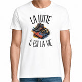 T-shirt Homme Blanc La lutte c'est la vie