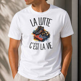 T-shirt Homme Blanc La lutte c'est la vie