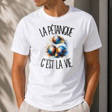 T-shirt Homme Blanc La pétanque c'est la vie