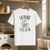 T-shirt Homme Blanc La plage c'est la vie