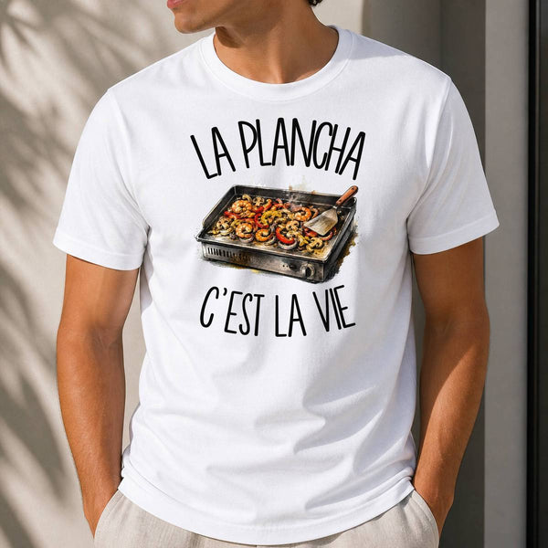 T-shirt Homme Blanc La plancha c'est la vie