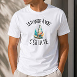 T-shirt Homme Blanc La planche à voile c'est la vie