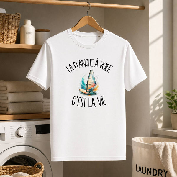 T-shirt Homme Blanc La planche à voile c'est la vie