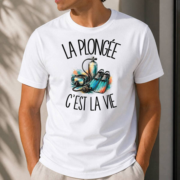 T-shirt Homme Blanc La plongée c'est la vie