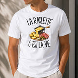 T-shirt Homme Blanc La raclette c'est la vie