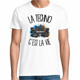 T-shirt Homme Blanc La techno c'est la vie