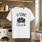 T-shirt Homme Blanc La techno c'est la vie