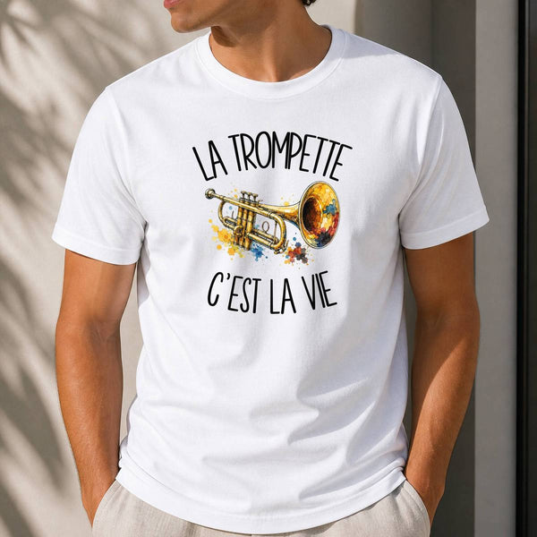 T-shirt Homme Blanc La trompette c'est la vie