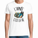 T-shirt Homme Blanc L'apnée c'est la vie