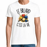 T-shirt Homme Blanc Le billard c'est la vie