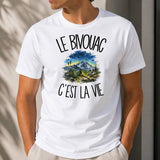 T-shirt Homme Blanc Le bivouac c'est la vie