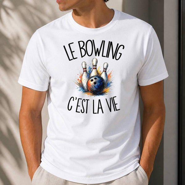 T-shirt Homme Blanc Le bowling c'est la vie