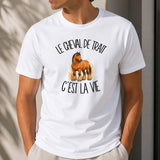 T-shirt Homme Blanc Le cheval de trait c'est la vie