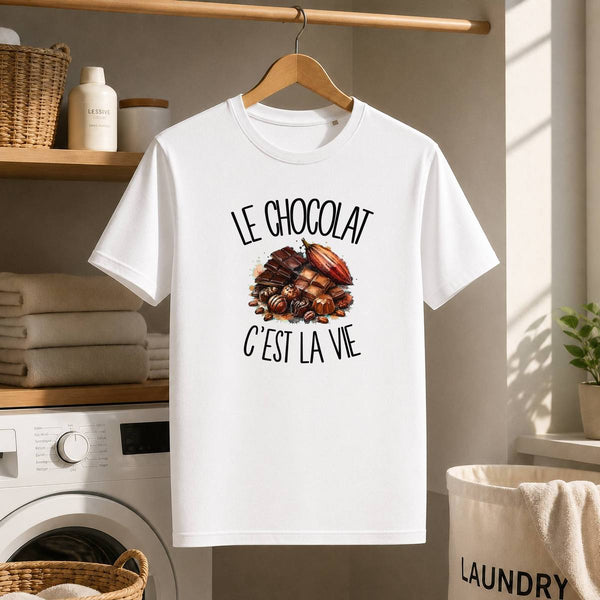 T-shirt Homme Blanc Le chocolat c'est la vie