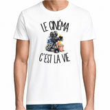 T-shirt Homme Blanc Le cinéma c'est la vie