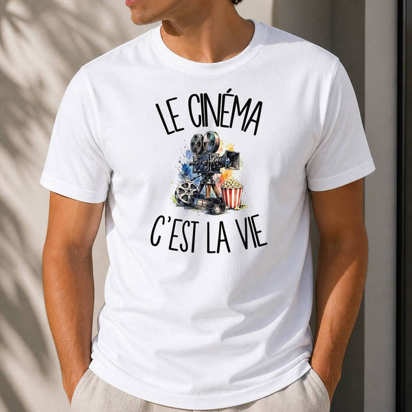 T-shirt Homme Blanc Le cinéma c'est la vie