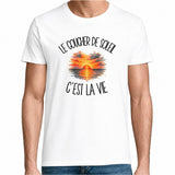 T-shirt Homme Blanc Le coucher de soleil c'est la vie