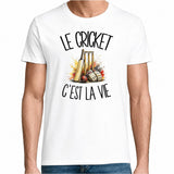 T-shirt Homme Blanc Le cricket c'est la vie