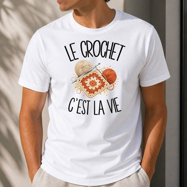 T-shirt Homme Blanc Le crochet c'est la vie