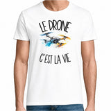 T-shirt Homme Blanc Le drone c'est la vie