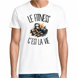 T-shirt Homme Blanc Le fitness c'est la vie