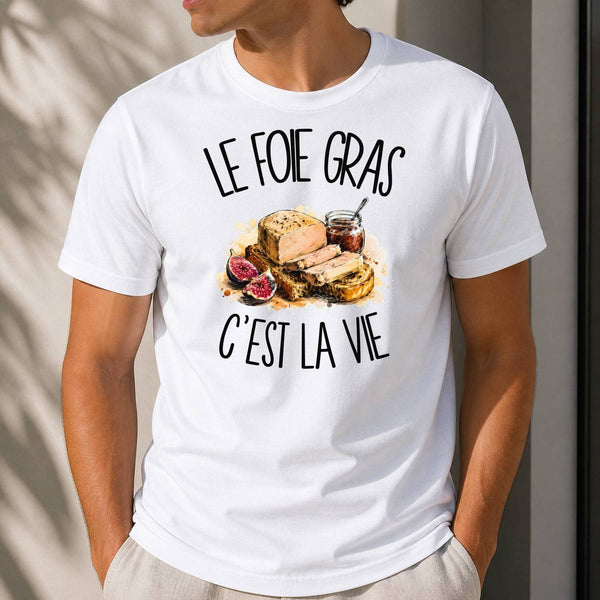 T-shirt Homme Blanc Le foie gras c'est la vie