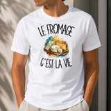 T-shirt Homme Blanc Le fromage c'est la vie