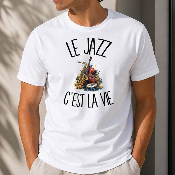 T-shirt Homme Blanc Le jazz c'est la vie