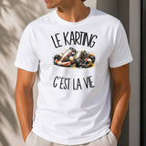 T-shirt Homme Blanc Le karting c'est la vie