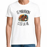 T-shirt Homme Blanc Le marathon c'est la vie