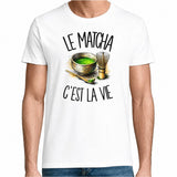 T-shirt Homme Blanc Le matcha c'est la vie