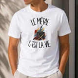 T-shirt Homme Blanc Le métal c'est la vie