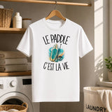 T-shirt Homme Blanc Le paddle c'est la vie