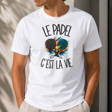 T-shirt Homme Blanc Le padel c'est la vie