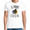 T-shirt Homme Blanc Le piano c'est la vie