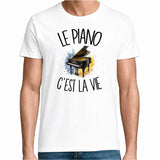 T-shirt Homme Blanc Le piano c'est la vie