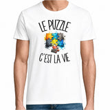 T-shirt Homme Blanc Le puzzle c'est la vie