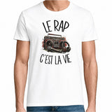 T-shirt Homme Blanc Le rap c'est la vie