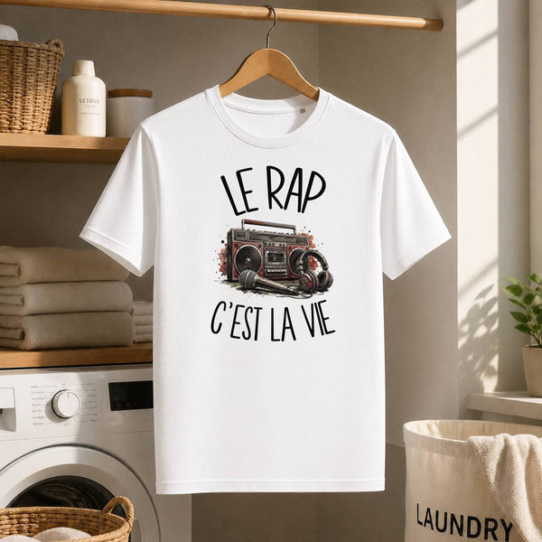 T-shirt Homme Blanc Le rap c'est la vie