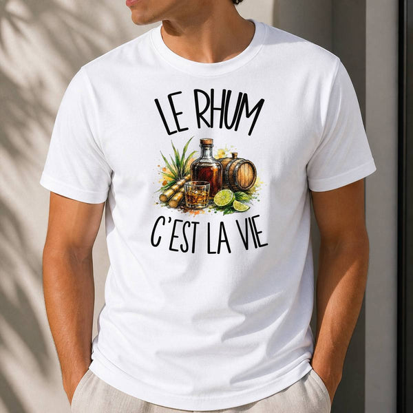 T-shirt Homme Blanc Le rhum c'est la vie